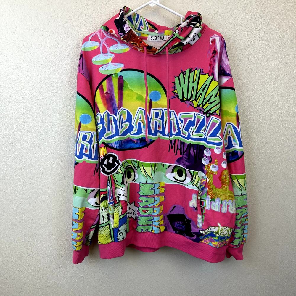 Sugarhill Men’s Pink Lucid Dreams Hoodie Sweatshirt Size 2XL